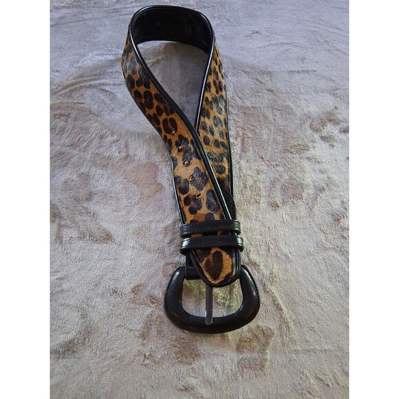 Vintage RJ Graziano Belt Leather Black Mohair Leopard Medium main image 4